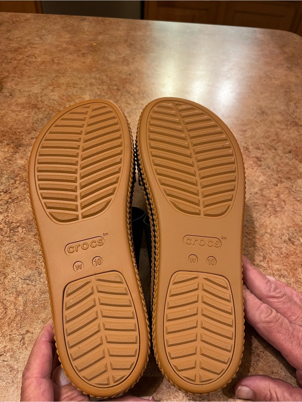CROCS Brooklyn Woven Buckle Slide Sandals - Black and Tan - Picture 3 of 3
